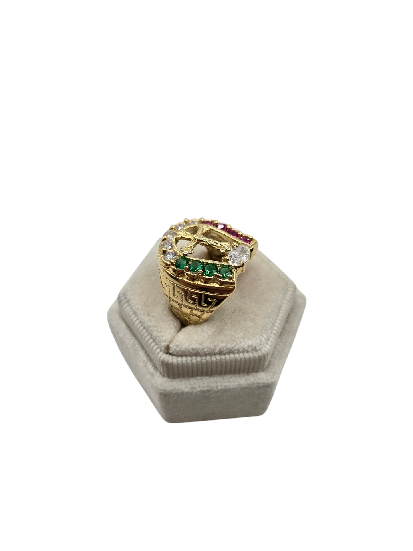 Anillo de oro 10k de Cruz con piedras CZ, Size 9