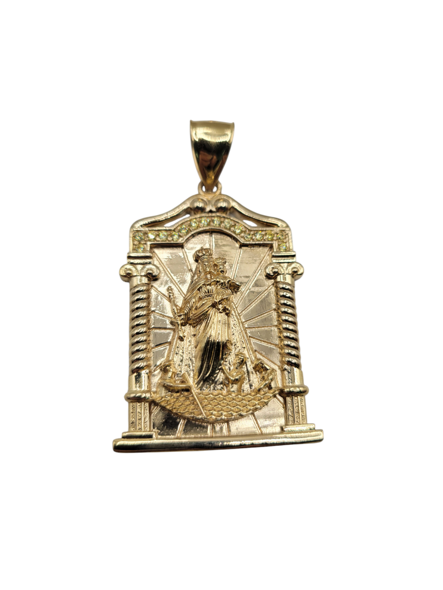 14K gold pendant. Virgin of Charity. Big