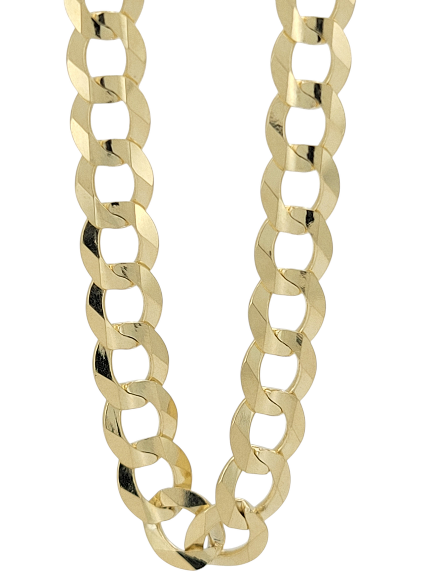 10K Gold Cuban Link Chain. Double Edge. Solid. 24in. 6mm