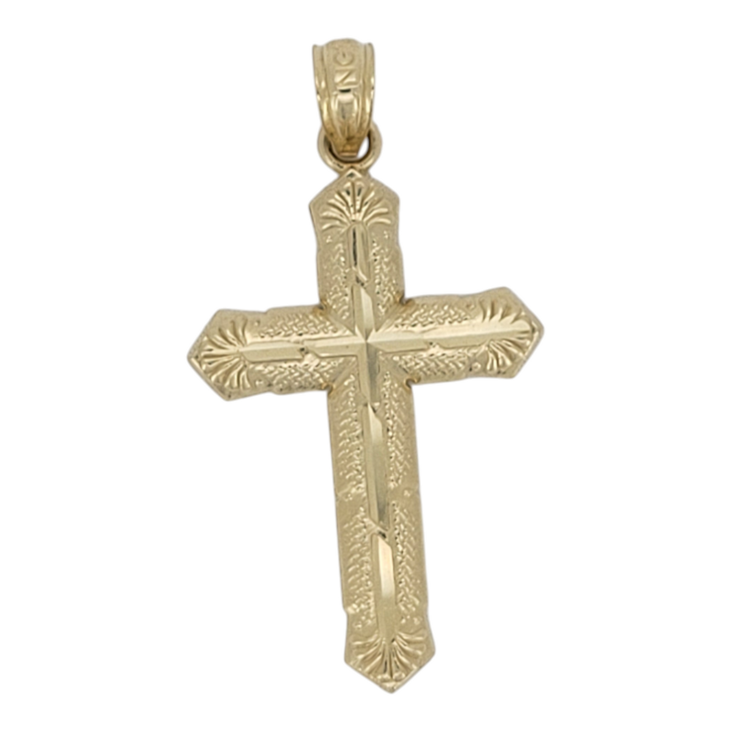 10K gold pendant. Carved cross.