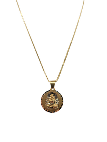 14K gold Franco chain. Virgin of Charity pendant. 20 inches. 1.5 mm.