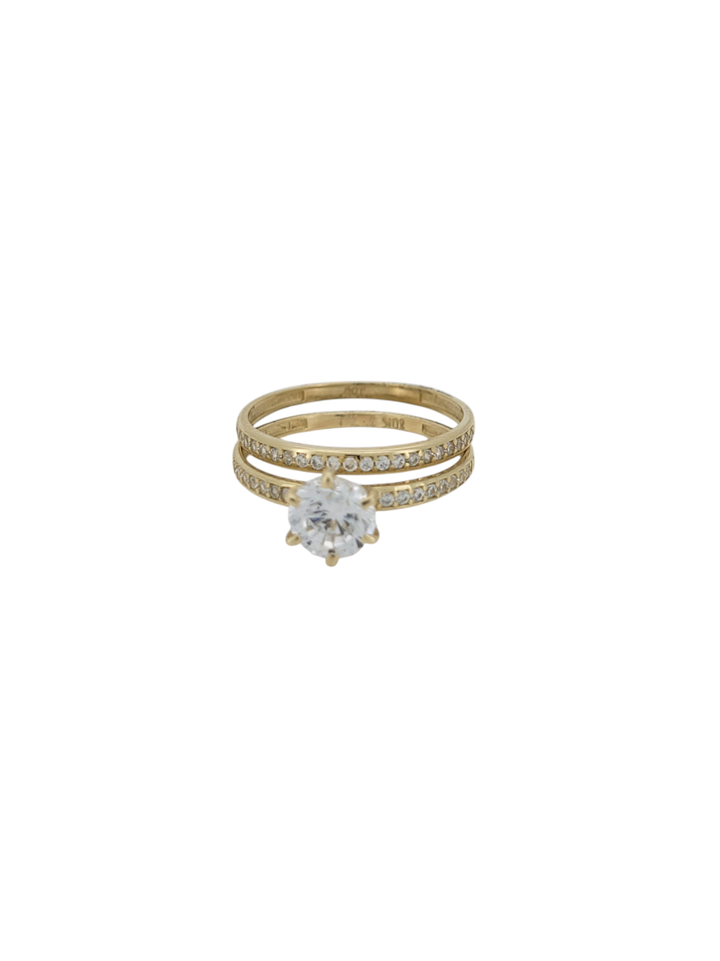 10K gold wedding rings. CZ stones. Size 6.5