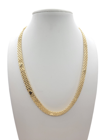 10K gold braided heart necklace. 16 inches, 7 mm.