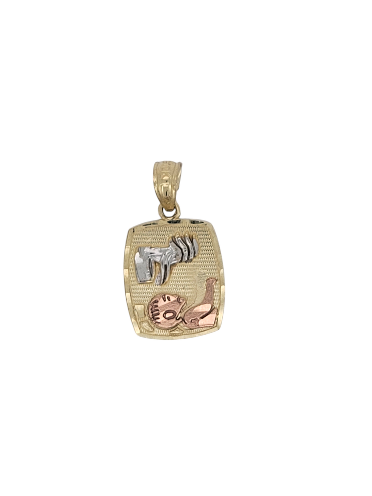 10K gold pendant. Baptism. Rectangular shape.