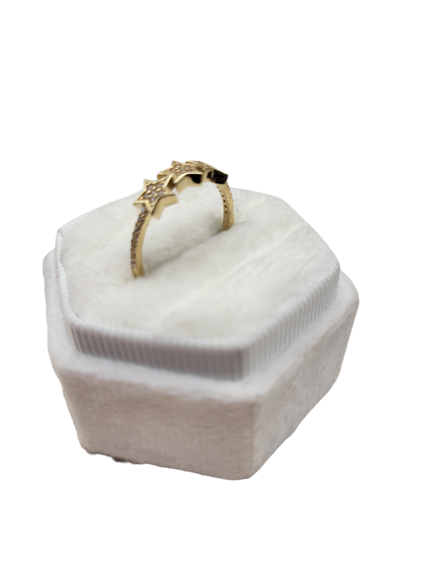 10K gold ring with stars and CZ stones. Size 8.