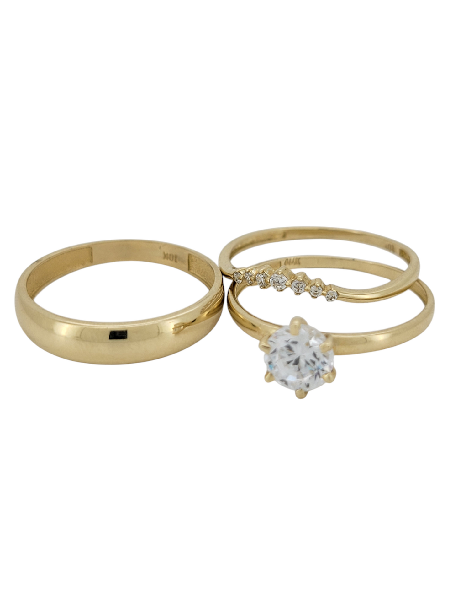 10K gold wedding rings. Trio of rings. Size 8.5
