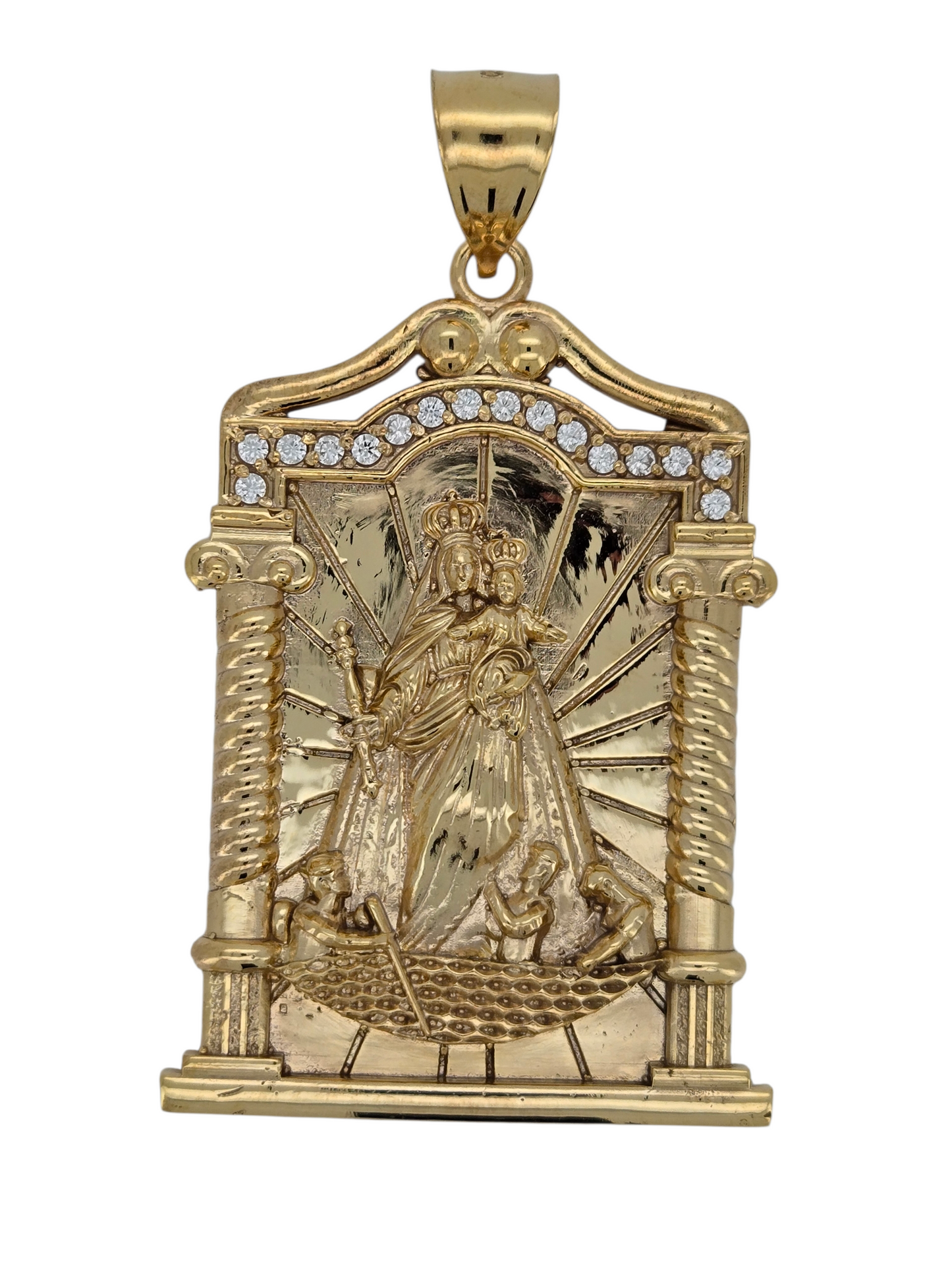 Virgin of Charity 10k gold pendant|KB GOLD JEWELRY