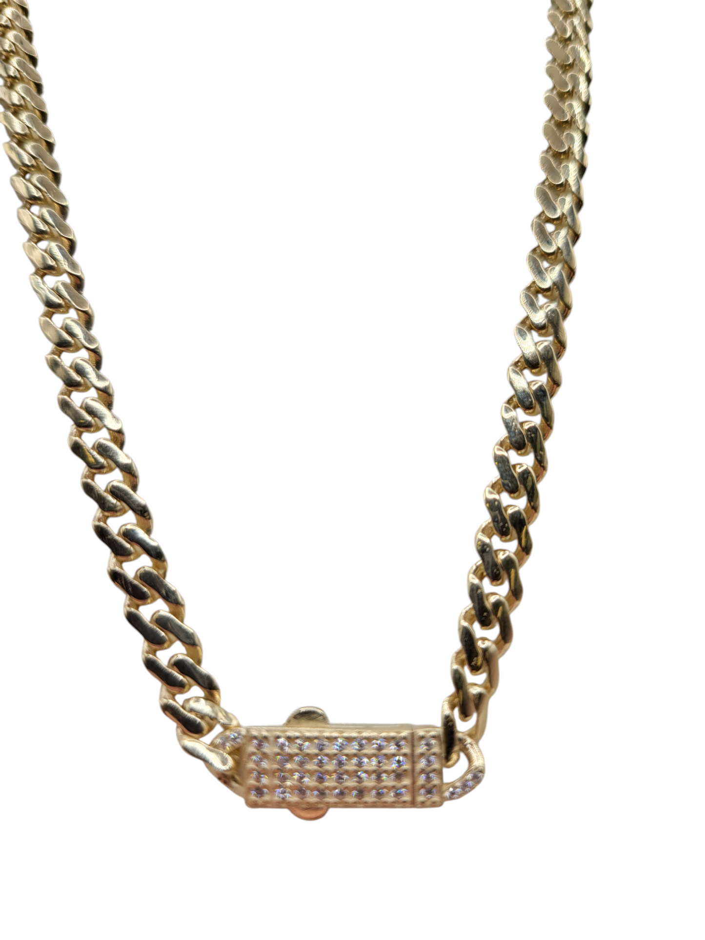 10K Gold Cuban Chain. CZ Stone Clasp. 20in. 4.5mm