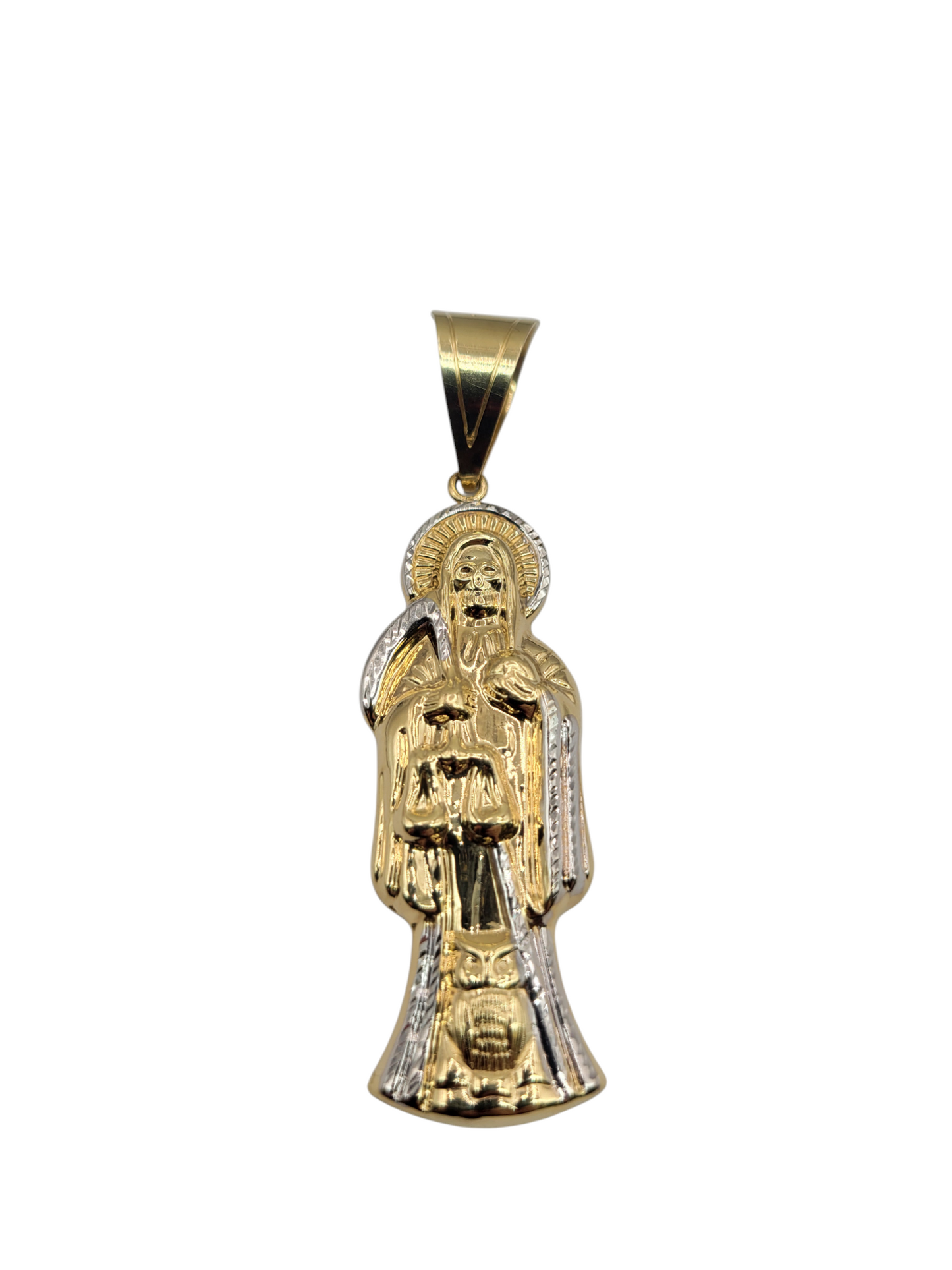 10K Gold Pendant. Holy Death. 3in. 70mm