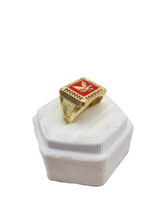 10K Gold Ring. Eagle. Red CZ Stones. Size 9.5