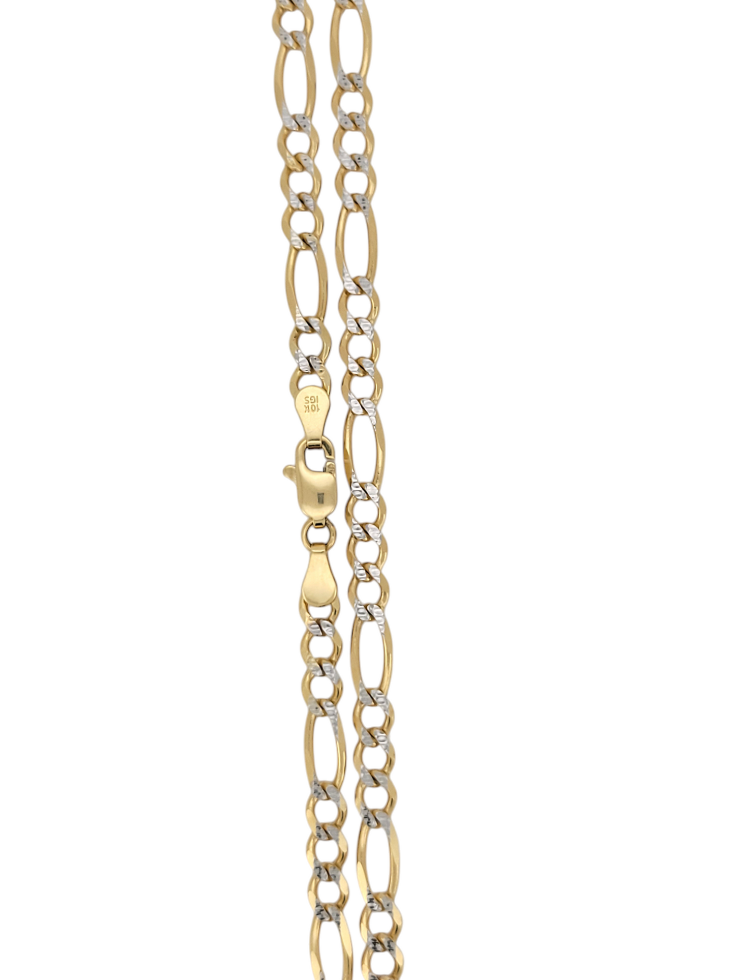 10K gold chain. Figaro style. Two colors. 24in. 4.3mm