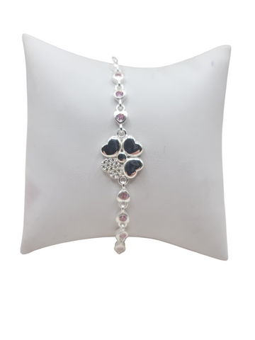 925 silver bracelet. Light pink loto flower. 8in. 3m.
