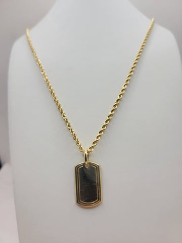 10K Gold Rope Chain. Plain Plated Pendant. 24in. 2.5mm