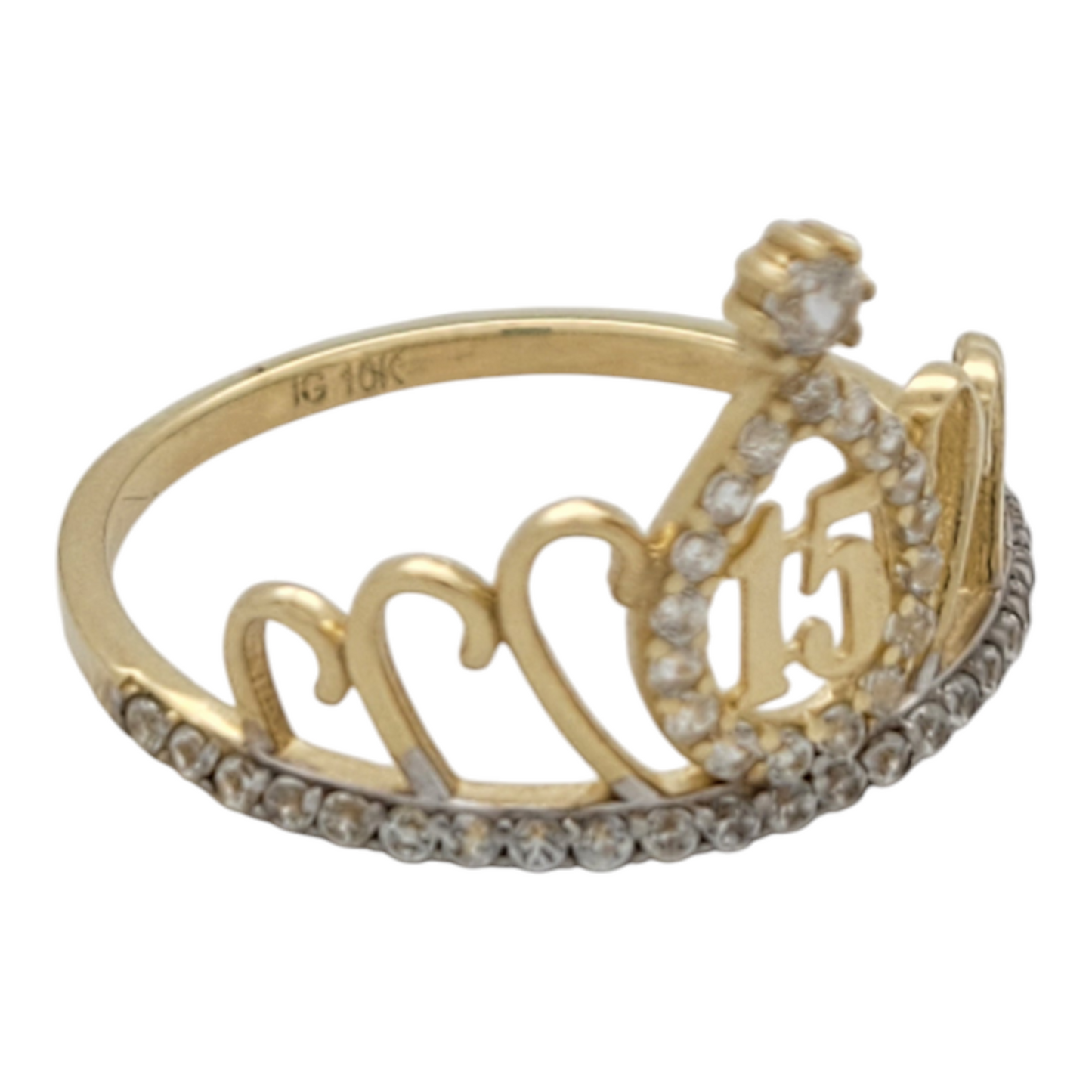 10K gold ring. Quinceañera. White CZ stones . Size 7