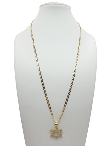10K gold Cuban chain. Star pendant. 24 inches. 4 mm