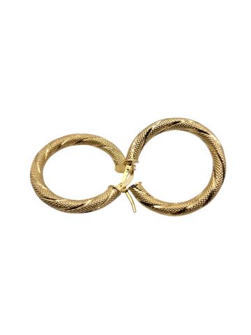 10K gold earrings. Snowy hoops. Size 3. Thick.