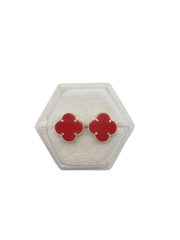10K gold earrings. Red flowers.