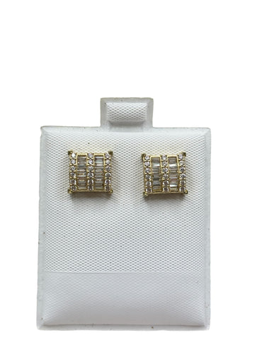 10k gold square earring with square cz stones