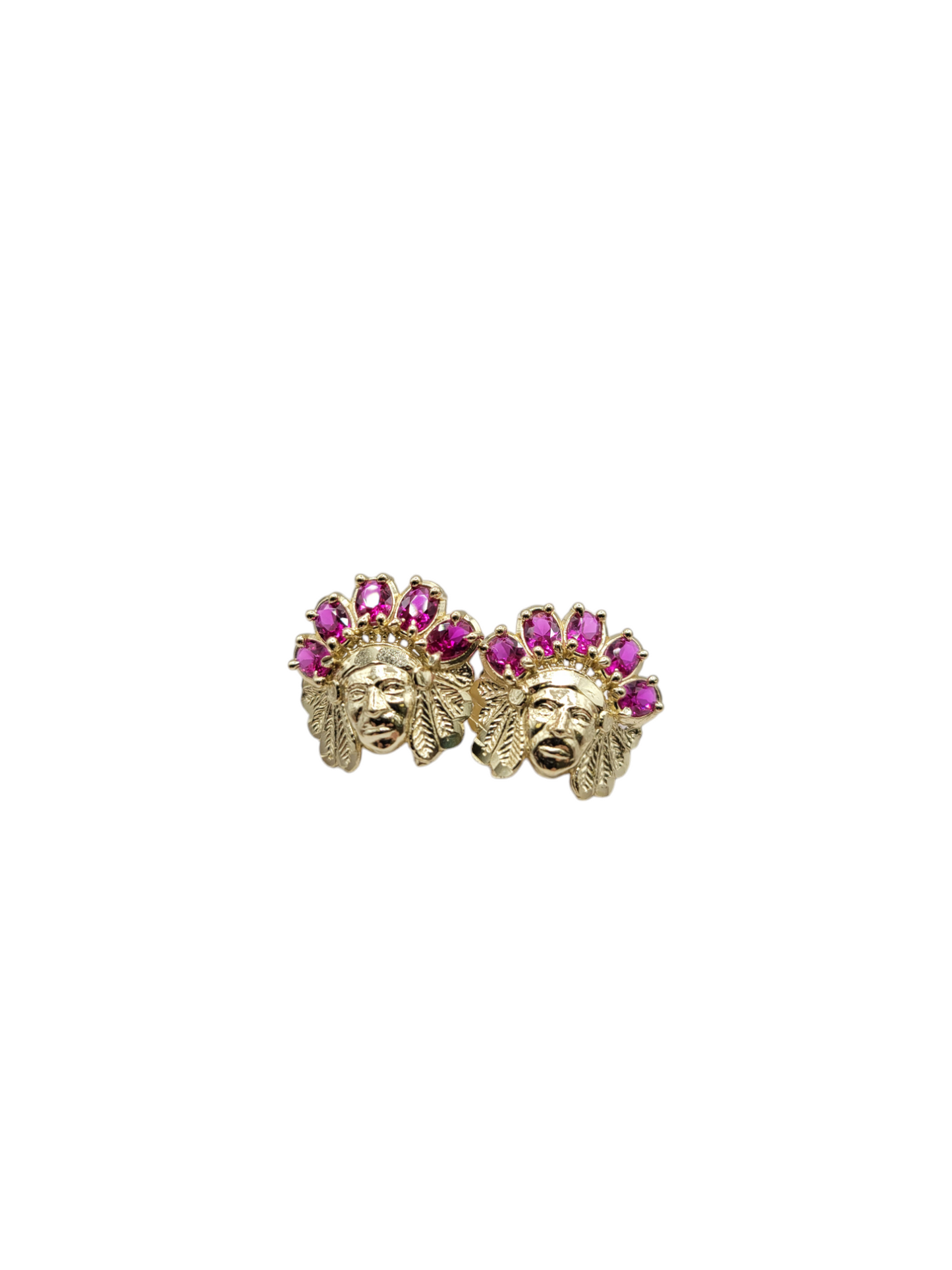 10K gold earrings. Indian. CZ stone