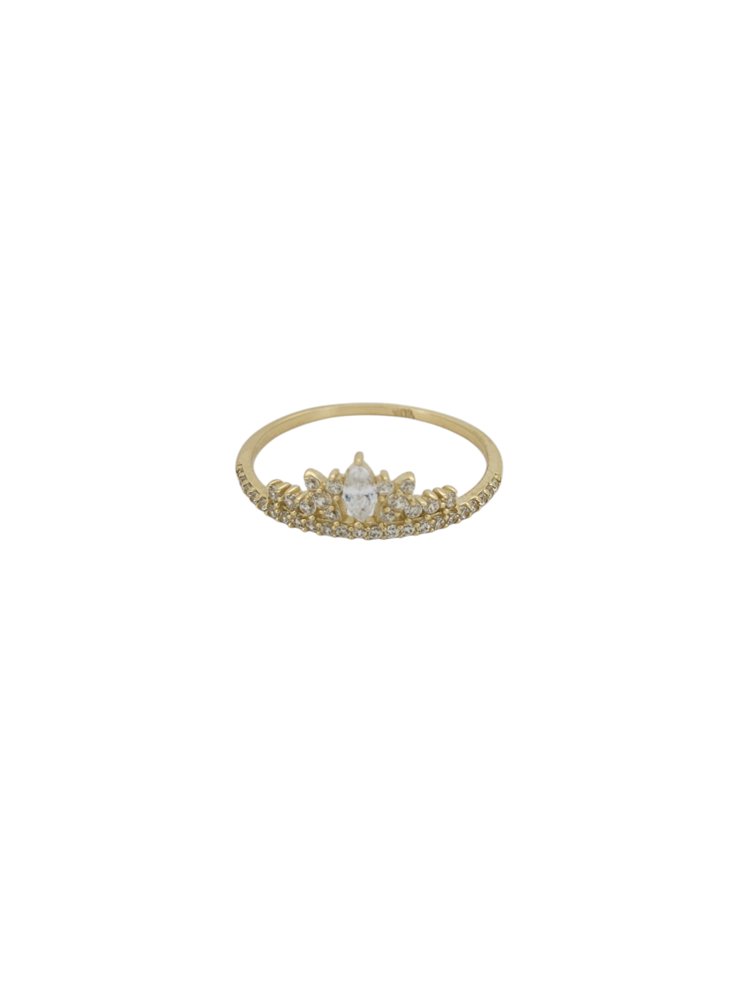 10K gold ring. white crown. CZ stones. Size 9
