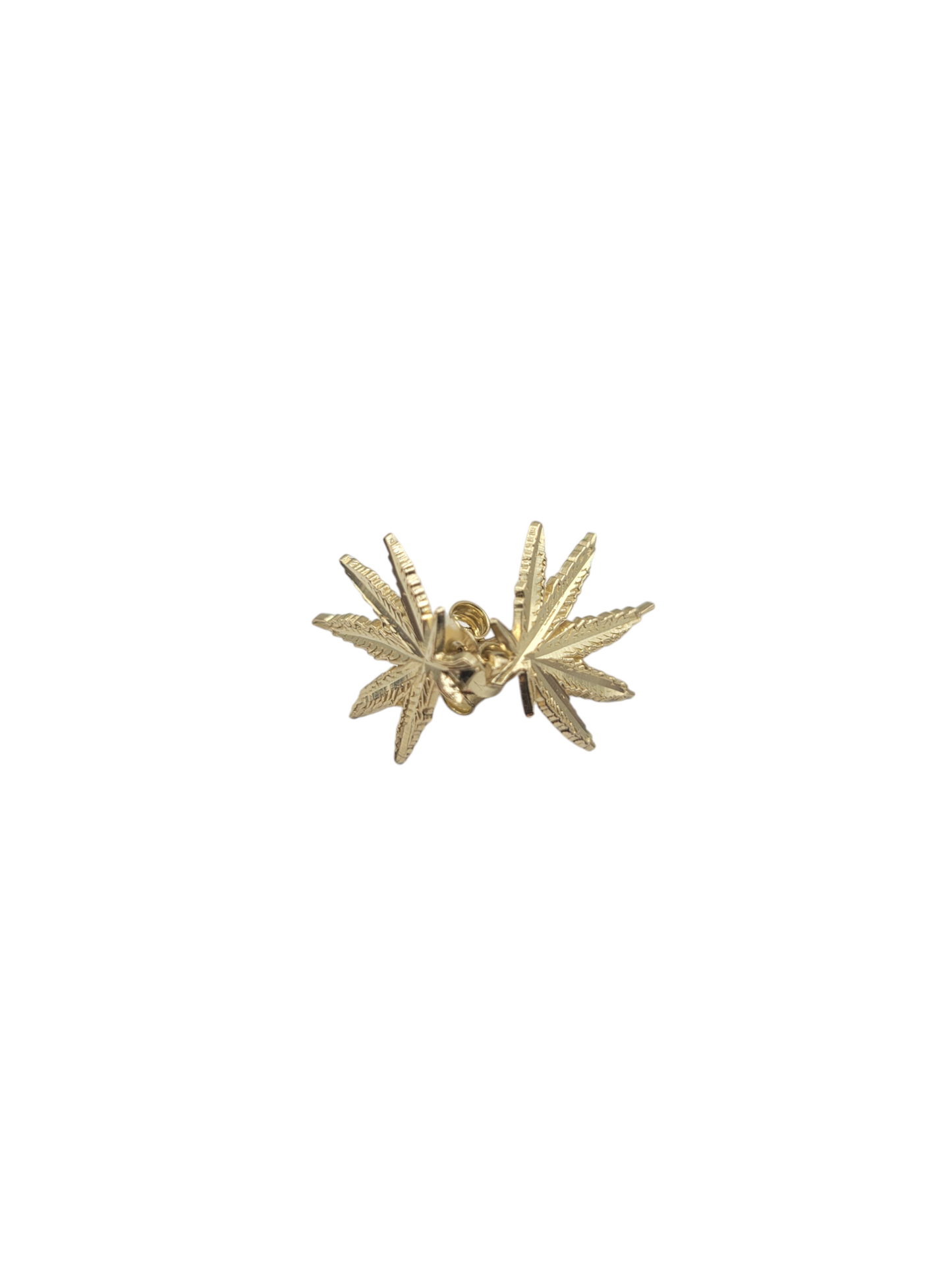 10K gold earrings. Marijuana leaf.