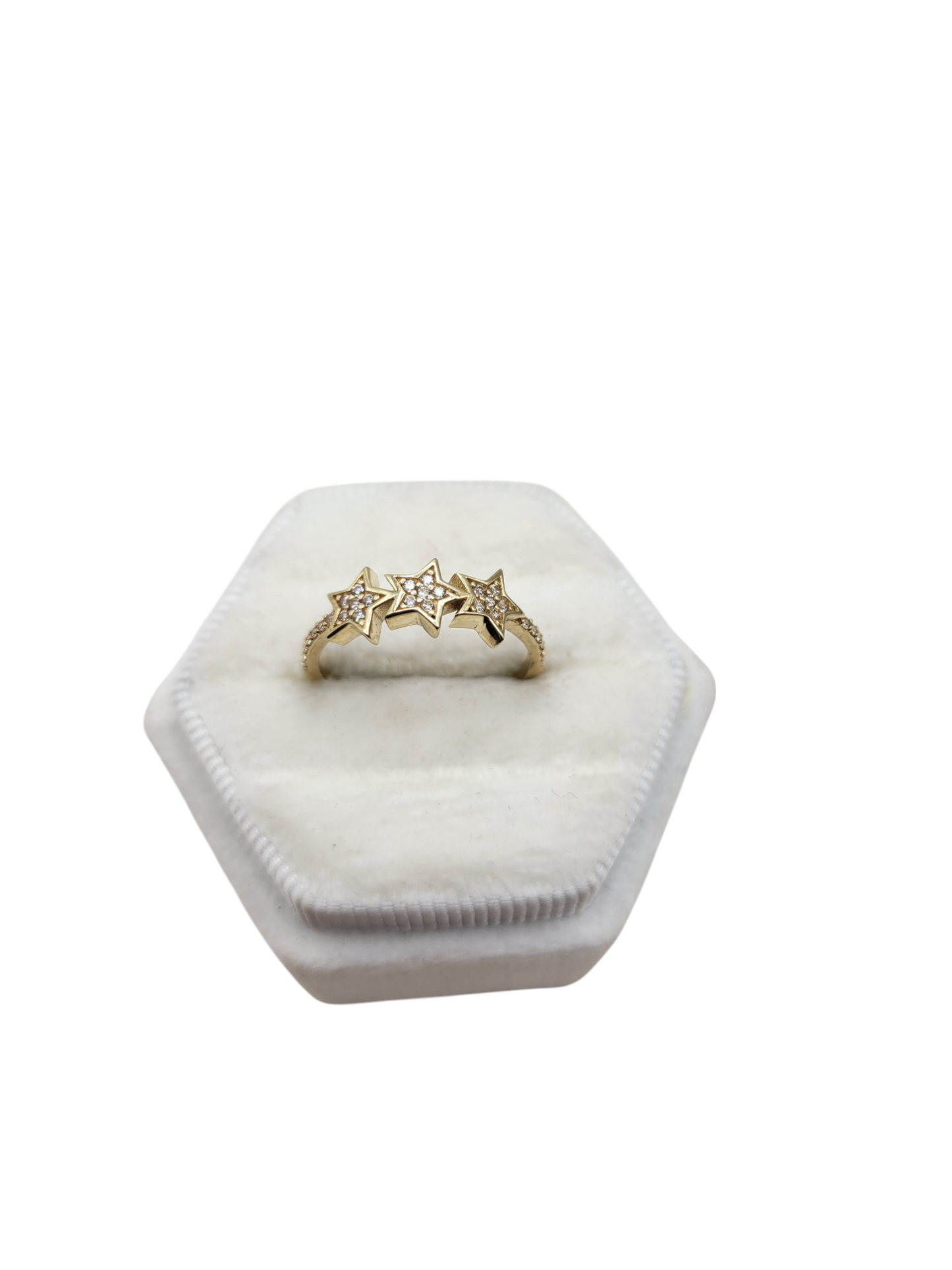 10K gold ring with stars and CZ stones. Size 8.