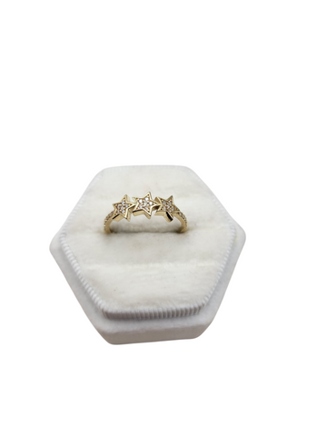 10K gold ring with stars and CZ stones. Size 8.