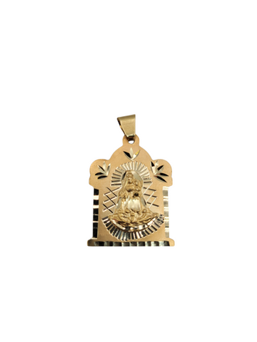 14K gold pendant. Virgin of Charity. Square