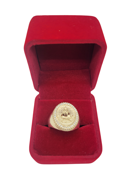 10K gold ring. Virgin of Charity. CZ stone. Size 10.5