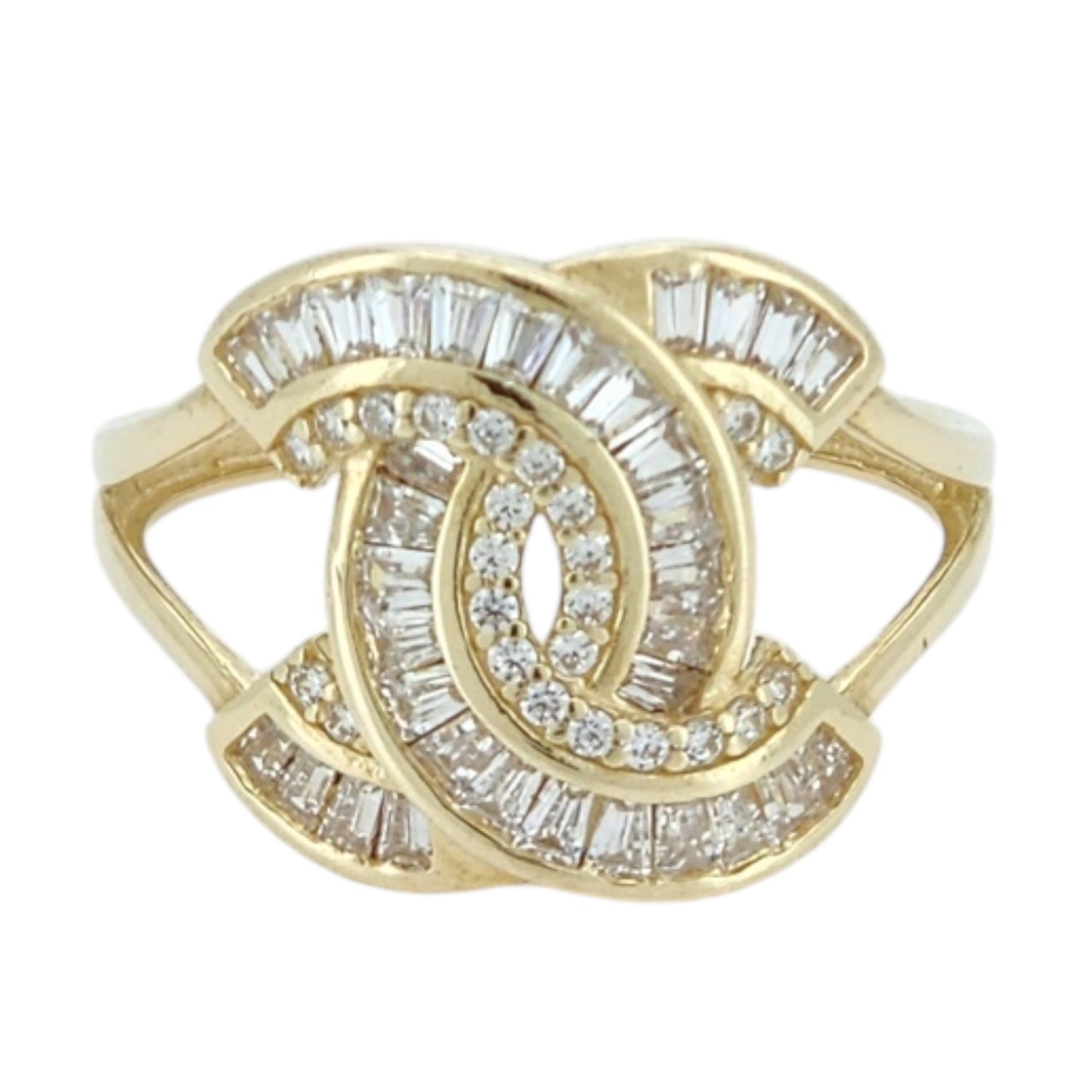 10k Gold CZ Statement Ring Size 8