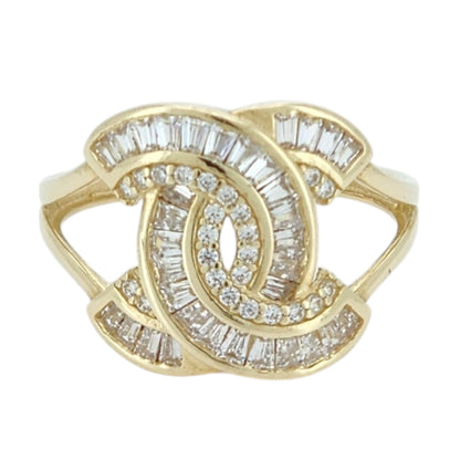 10k Gold CZ Statement Ring Size 8