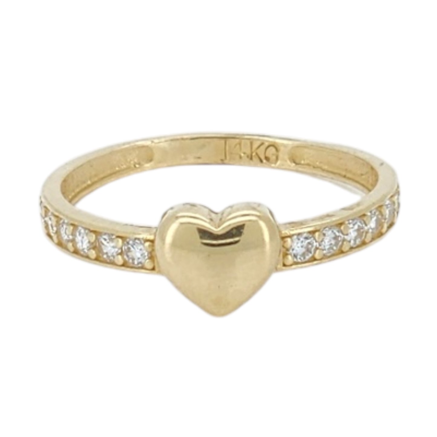 14k Gold Heart CZ ring, Size 8