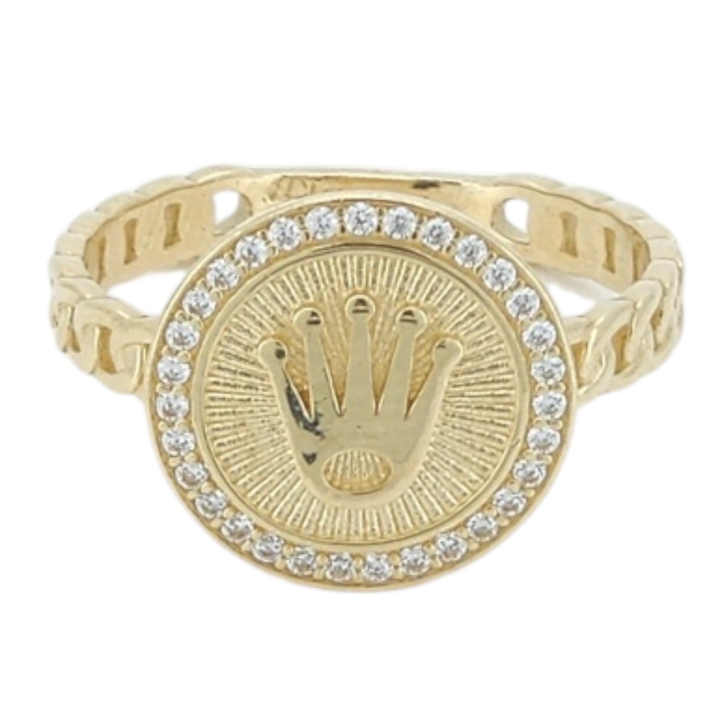 10k Gold CZ Crown Fashion Ring Size 7