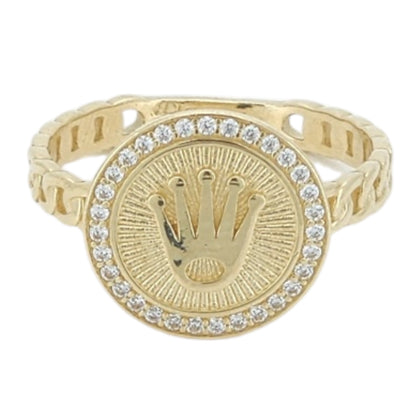 10k Gold CZ Crown Fashion Ring Size 7