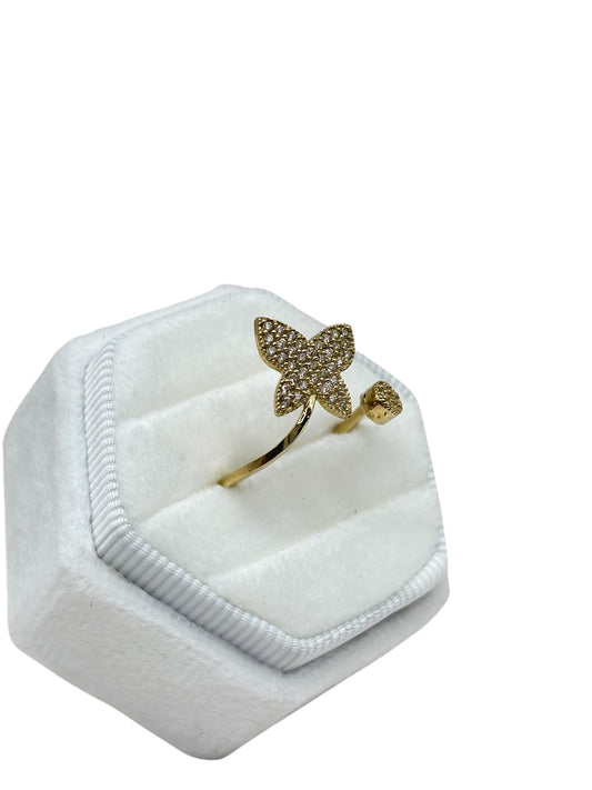 14k butterfly ring with cz stones size 8