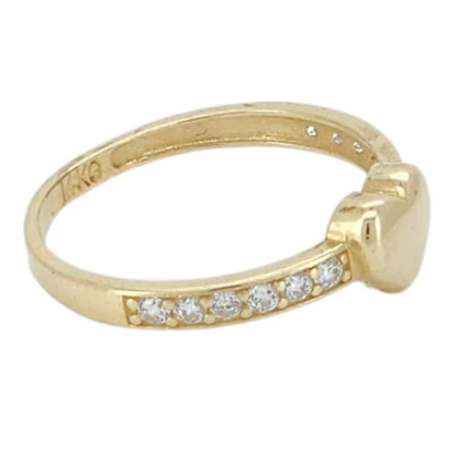 14k Gold Heart CZ ring, Size 8