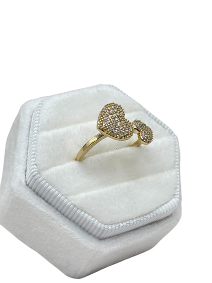 14k hearts ring with cz stones size 7