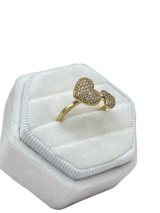14k hearts ring with cz stones size 7