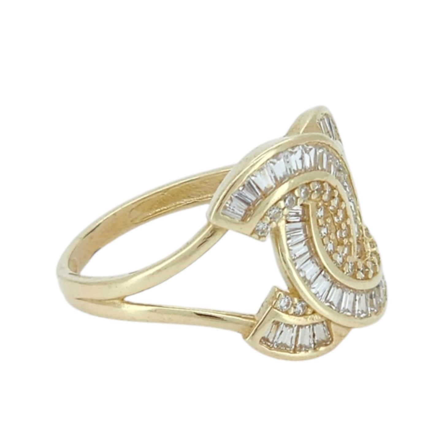 10k Gold CZ Statement Ring Size 8