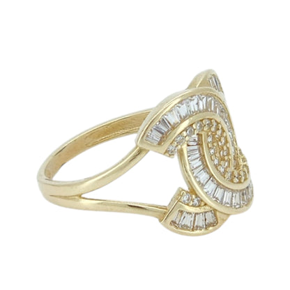 10k Gold CZ Statement Ring Size 8