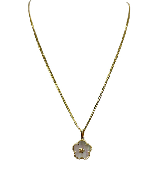 10k Gold Cuban Chain with flower pendant 20in 1.8mm