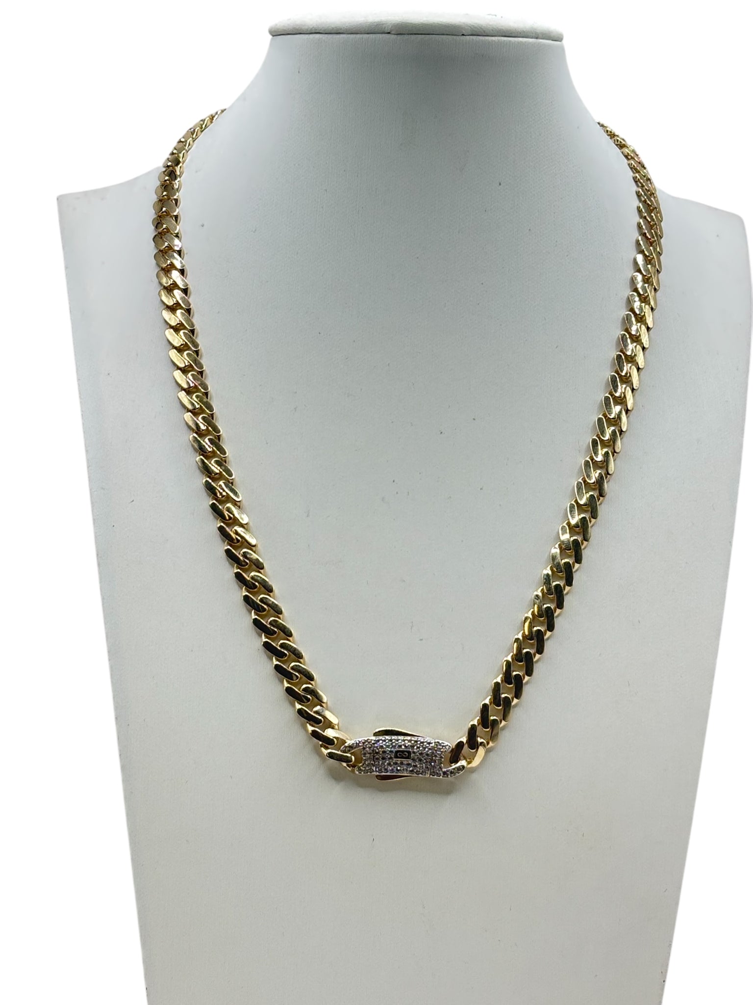 14k Gold Cuban Chain with cz stones 16in 5.8mm
