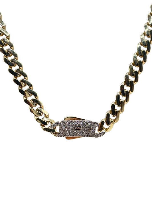 14k Gold Cuban Chain with cz stones 16in 5.8mm