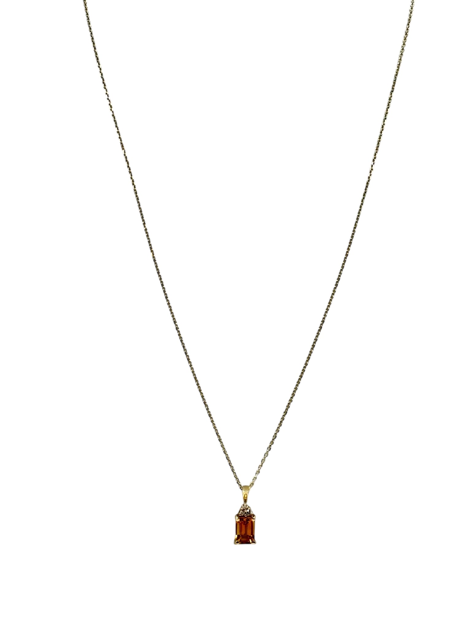14k Gold Chain with citrine stone and Diamonds pendant 18in 0.9mm