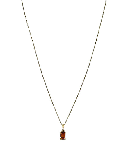 14k Gold Chain with citrine stone and Diamonds pendant 18in 0.9mm
