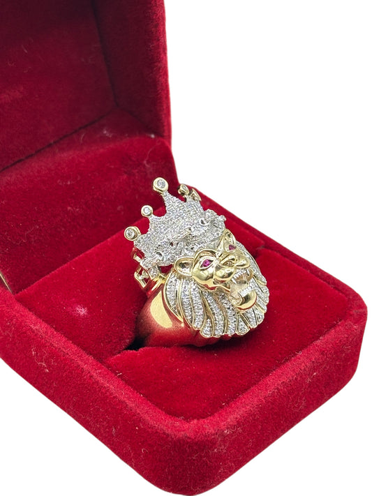 10k gold lion ring with diamonds size 11