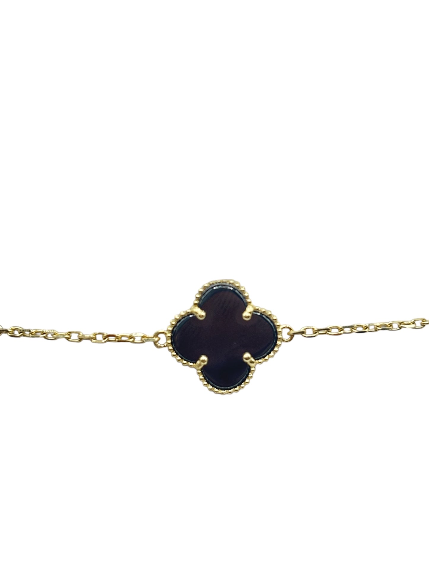 10k gold black clover bracelet 8in 1.3mm