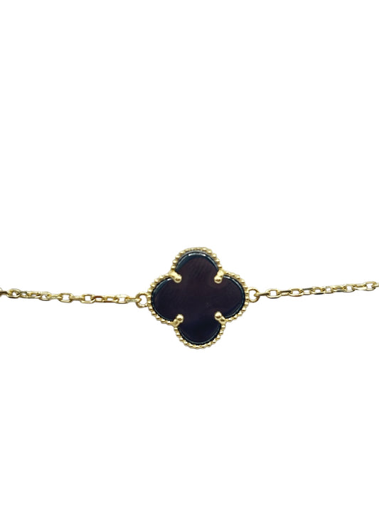 10k gold black clover bracelet 8in 1.3mm