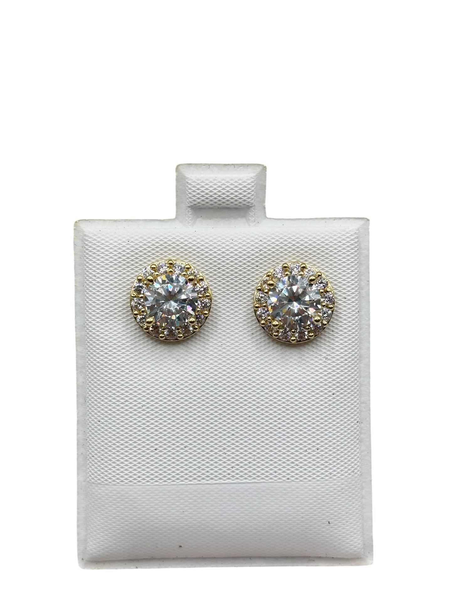 10k gold circle earrings with cz stones