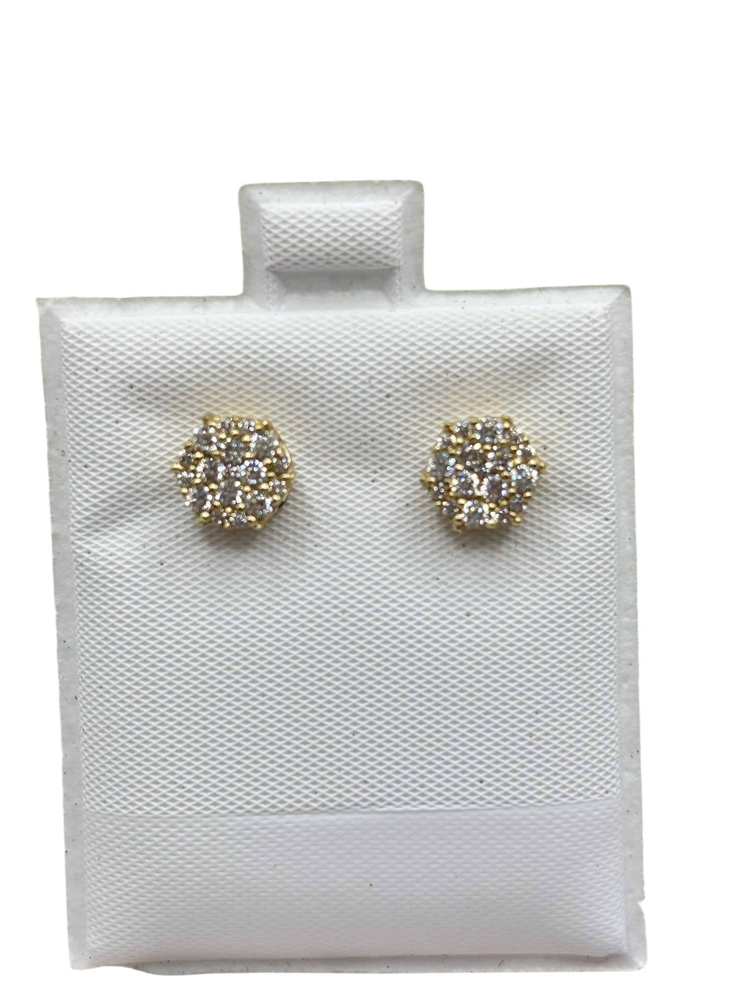 10k gold hexagon earrings with cz stones
